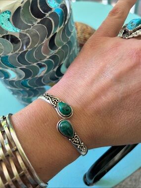 Vintage chrysocolla sterling silver 925  Bracelet